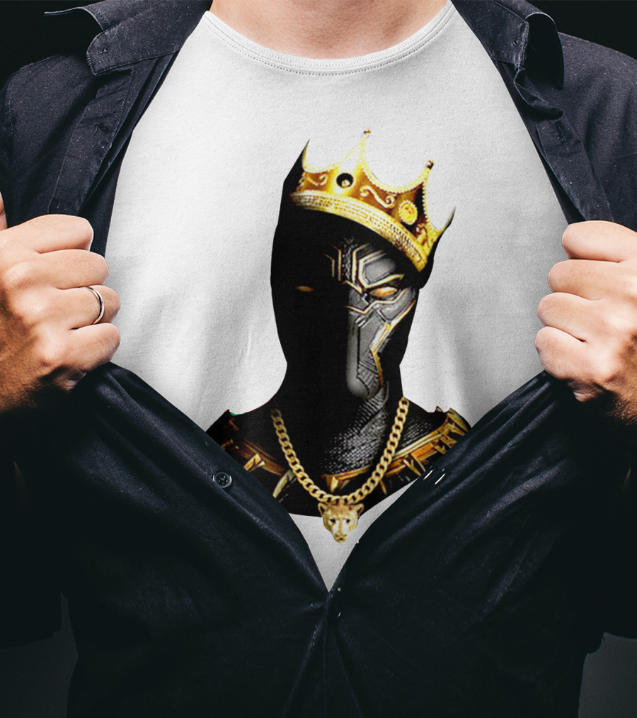 Black Panther King Crown Gold Chain Marvel Style T-Shirt