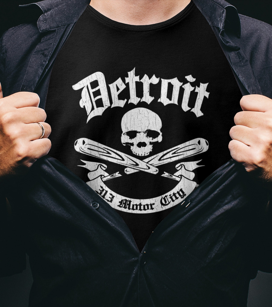 Detroit Skull Crossbones Motor City T-Shirt