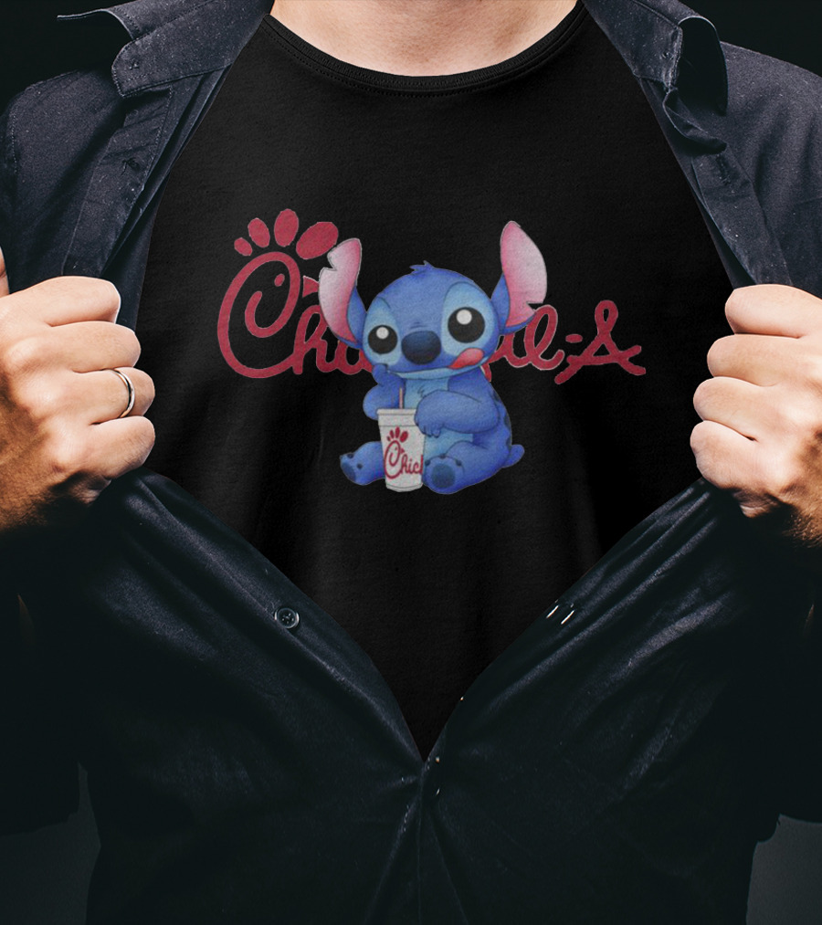 Chickfila Stitch Holding Drink T-Shirt