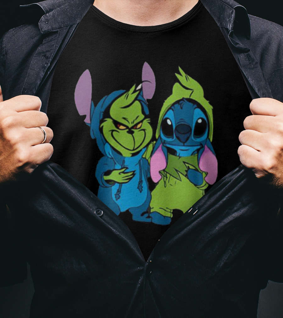 Stitch Grinch Mashup Hoodie Duo T-Shirt