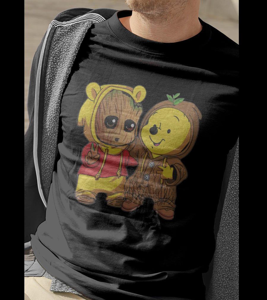 Groot And Bear Friend Cute Costume Crossover T-Shirt