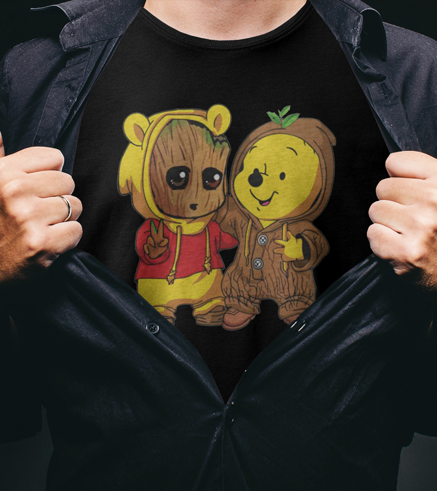 Groot And Bear Friend Cute Costume Crossover T-Shirt