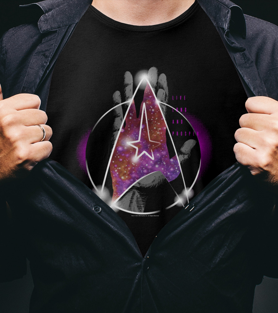 Star Trek Live Long And Prosper Galaxy Hand T-Shirt