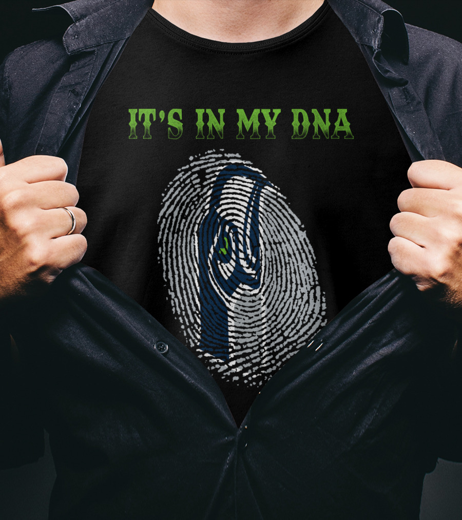 It's In My Dna Seattle Seahawks Fingerprint T-Shirt
