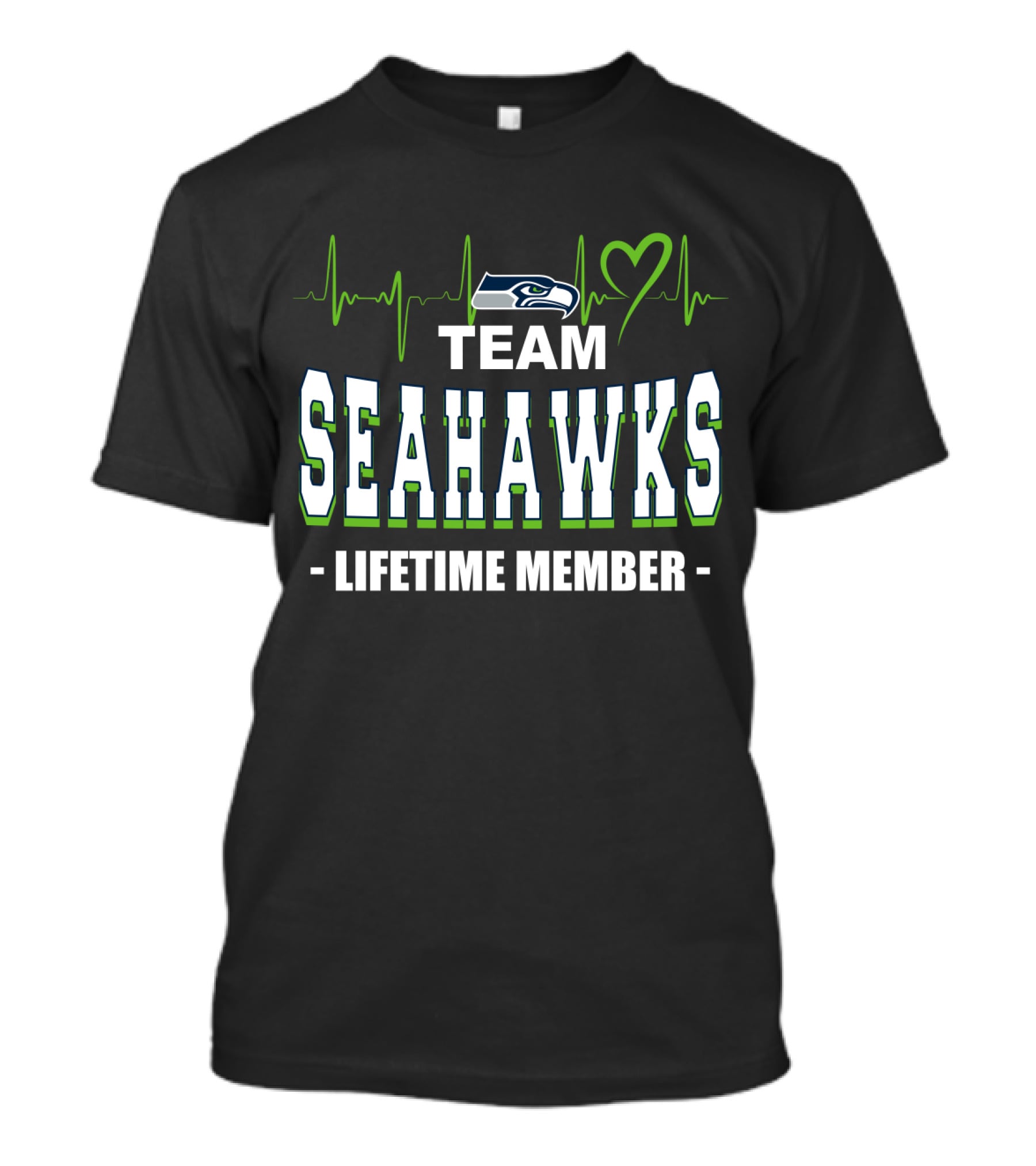 Seattle Seahawks Team Lifetime Member Heartbeat T-Shirt