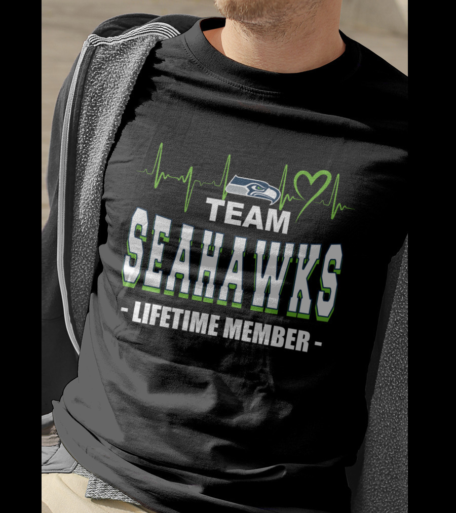 Seattle Seahawks Team Lifetime Member Heartbeat T-Shirt