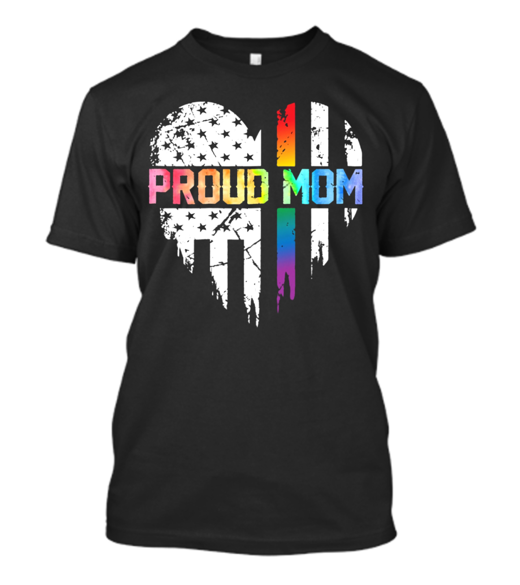 Proud Mom Rainbow Heart With American T-Shirt