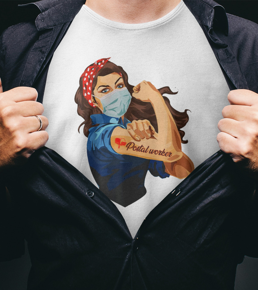 Proud Postal Worker Rosie The Riveter Masked T-Shirt