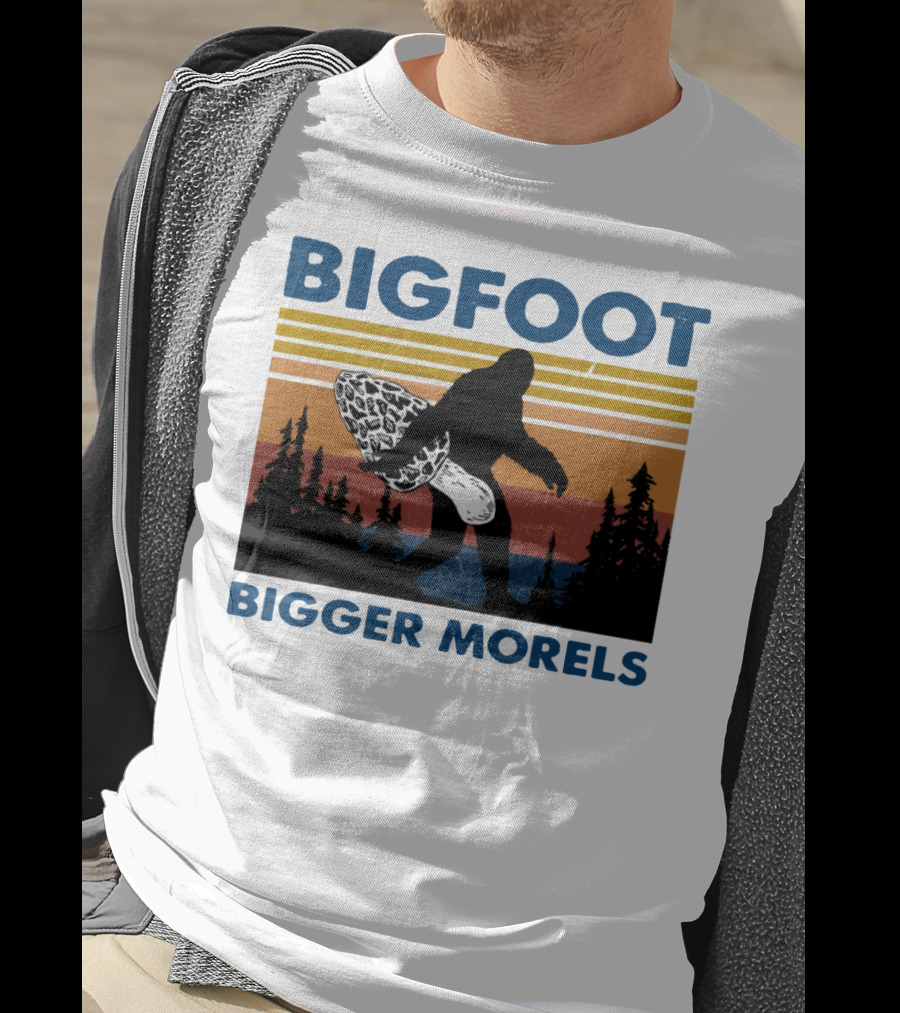 Bigfoot Bigger Morels Retro Forest T-Shirt