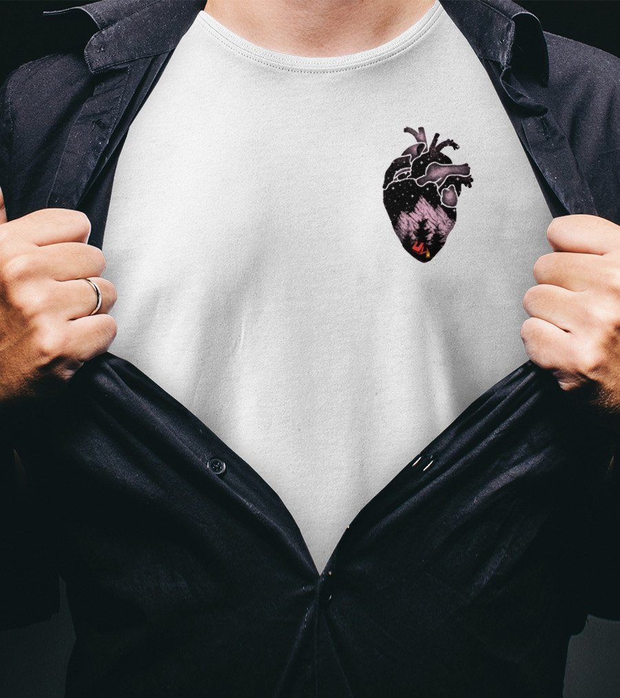 Camping Heart Forest Night Tent T-Shirt