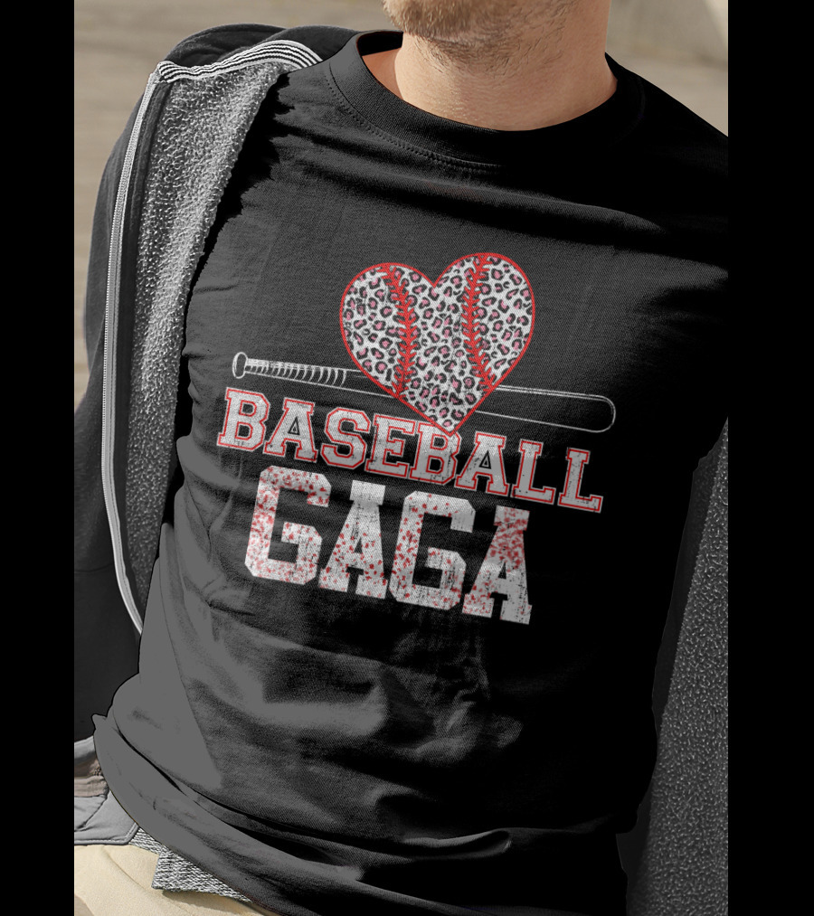 Baseball Gaga Leopard Heart Bat T-Shirt