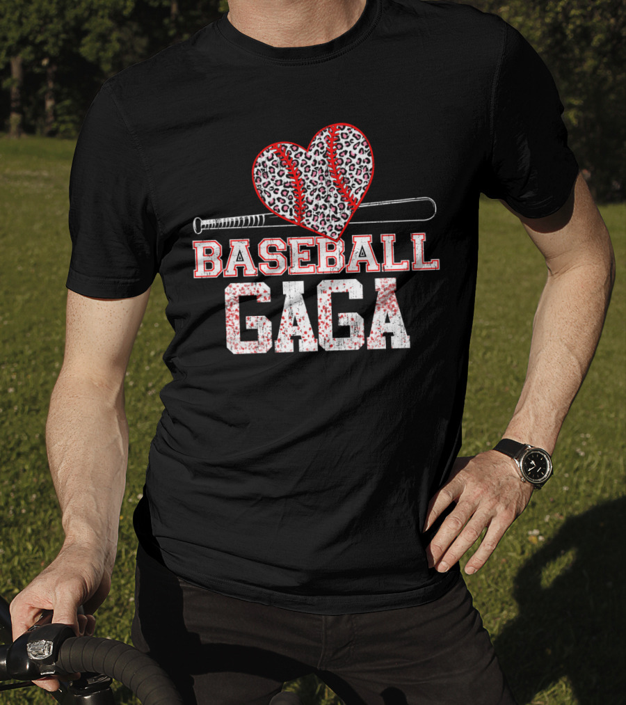 Baseball Gaga Leopard Heart Bat T-Shirt