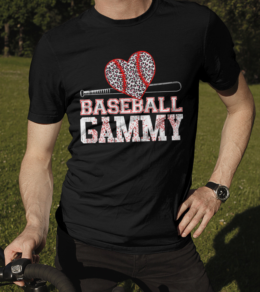 Baseball Gammy Leopard Heart Bat T-Shirt