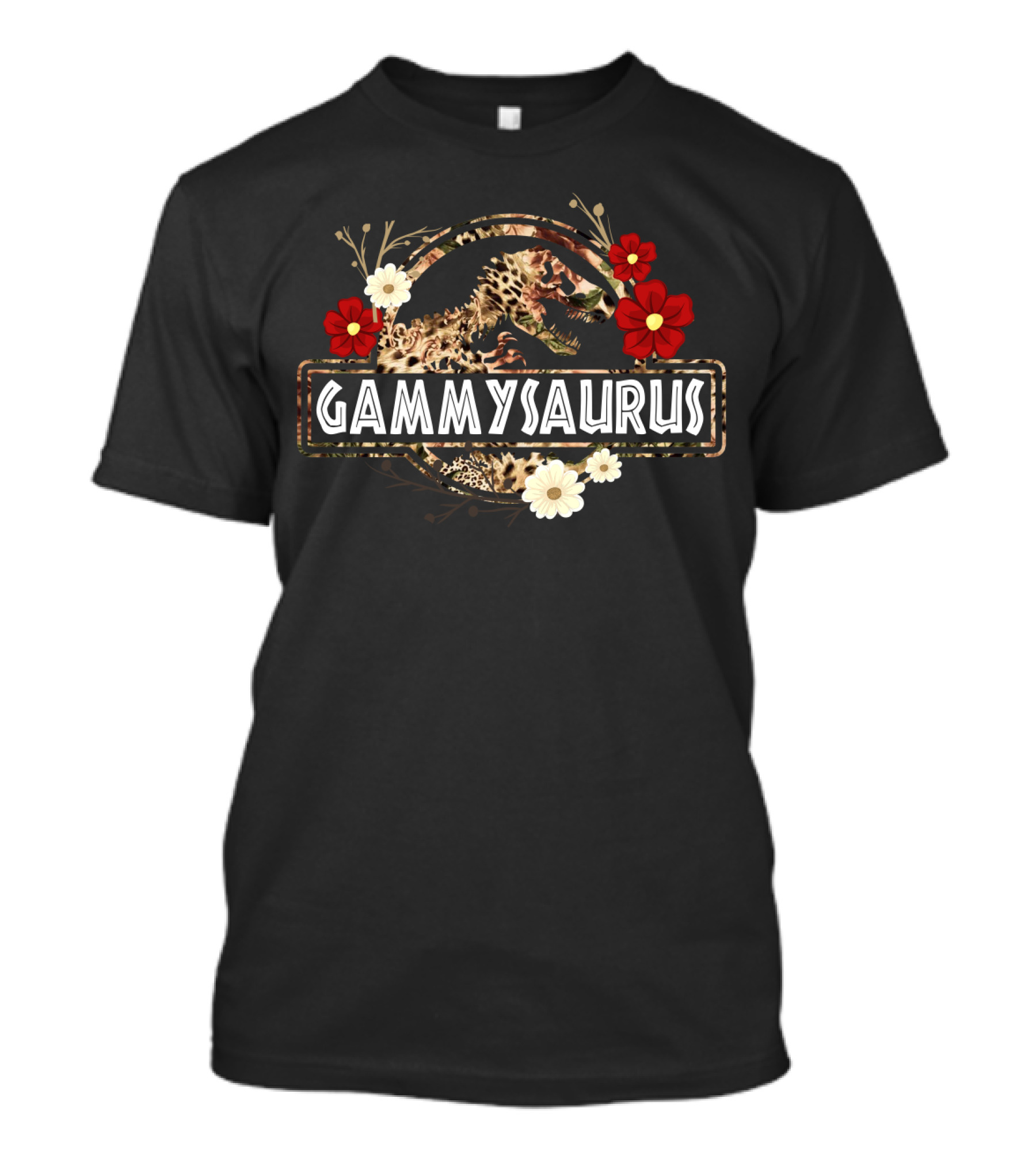 Gammysaurus Dinosaur Flower Motif With Funny Gammy Saurus T-Shirt