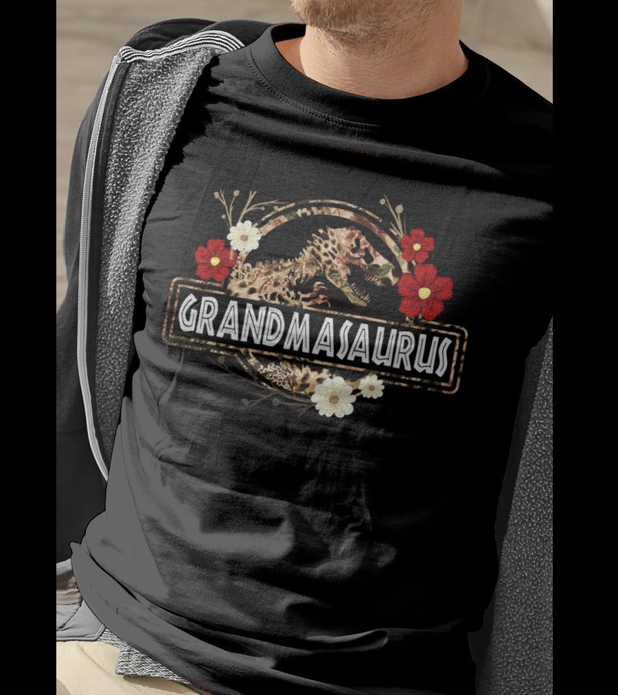 Grandmasaurus Dinosaur Funny Saurus With Floral Accents T-Shirt