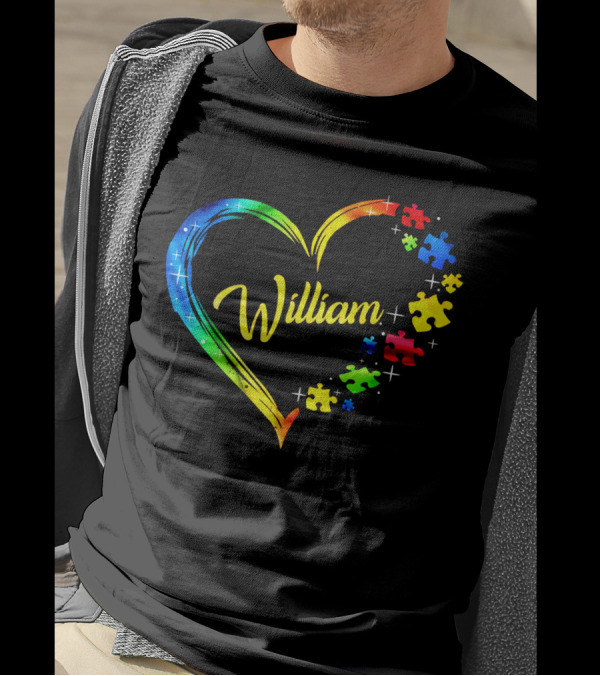 William Autism Puzzle Heart Rainbow Puzzles T-Shirt