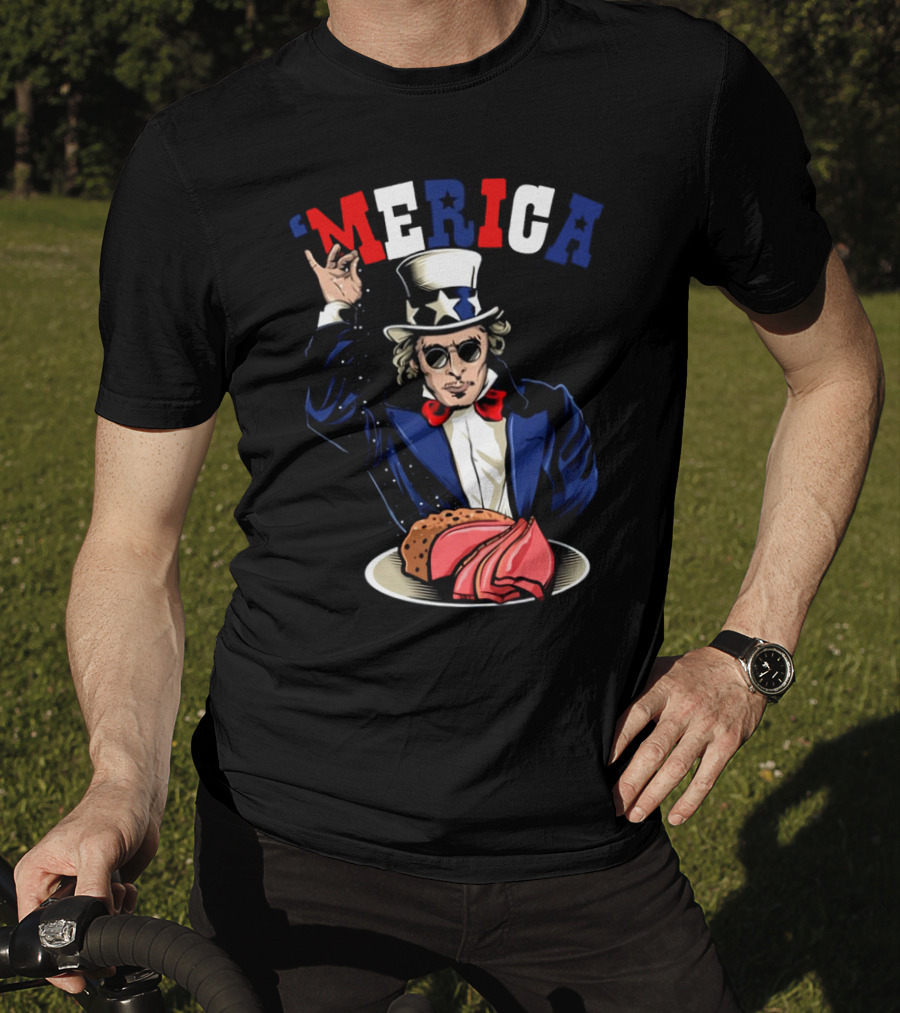 'Merica Uncle Sam Rock And Roll Patriotic Tacos Pizza T-Shirt
