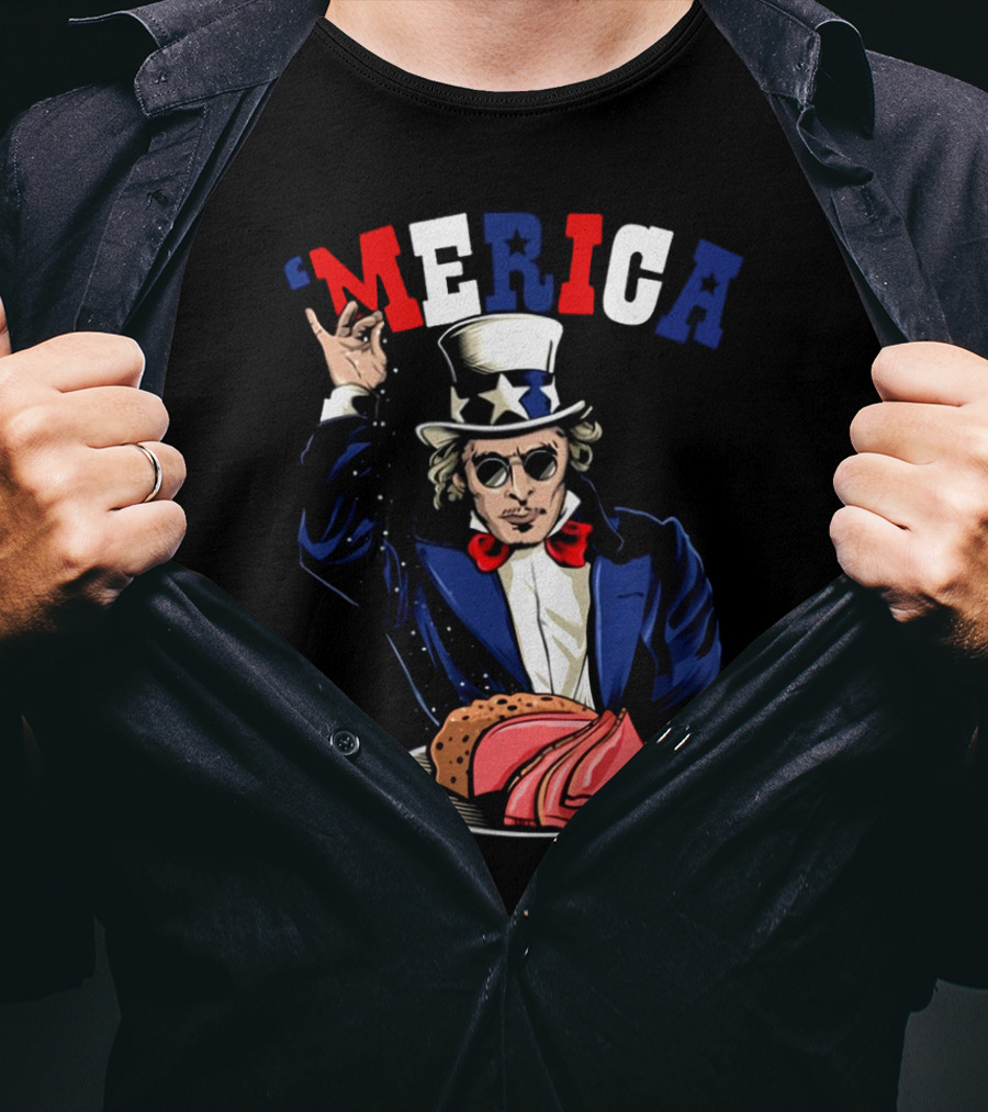 'Merica Uncle Sam Rock And Roll Patriotic Tacos Pizza T-Shirt