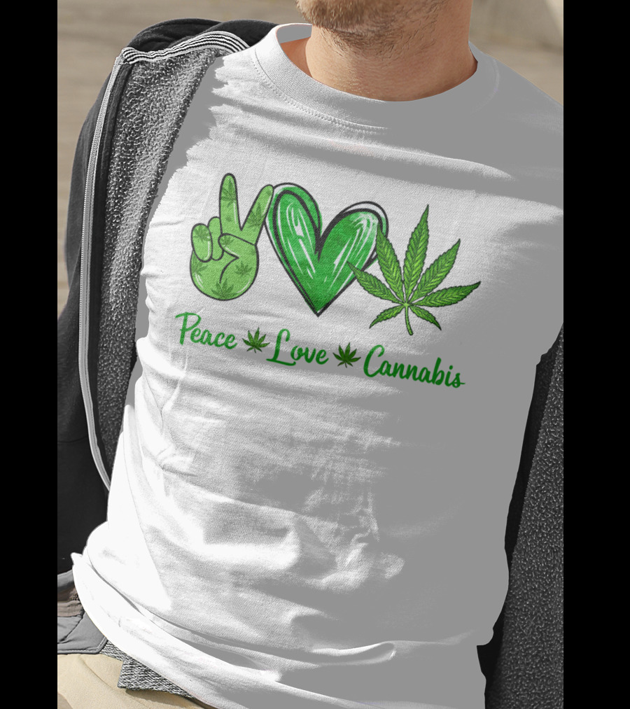 Peace Love Cannabis Green Symbols T-Shirt