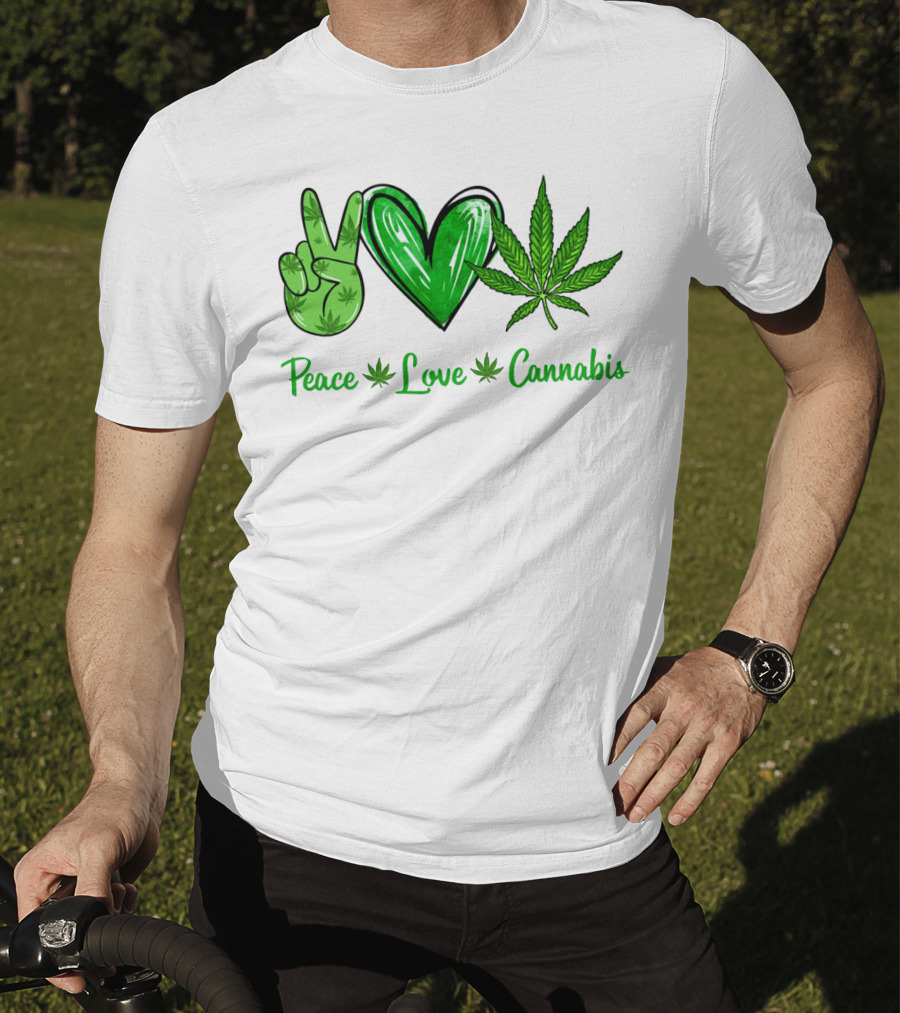 Peace Love Cannabis Green Symbols T-Shirt