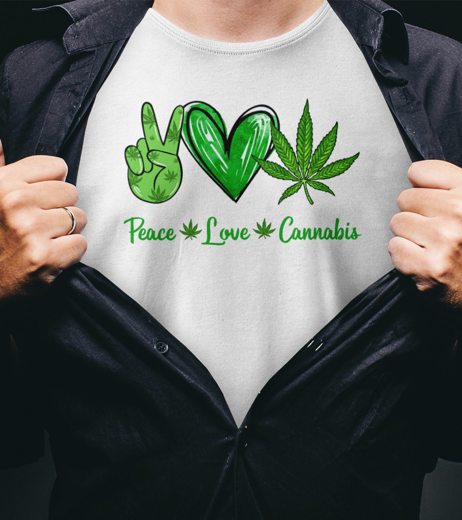Peace Love Cannabis Green Symbols T-Shirt