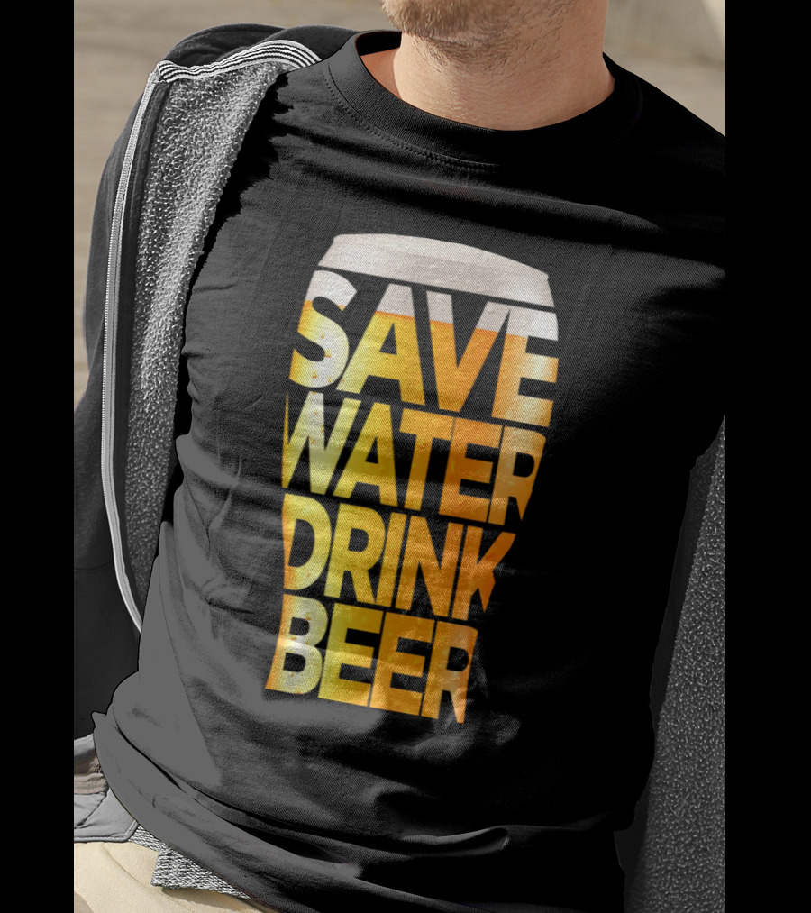 Save Water Drink Beer Retro Funny Beer Pint Glass T-Shirt