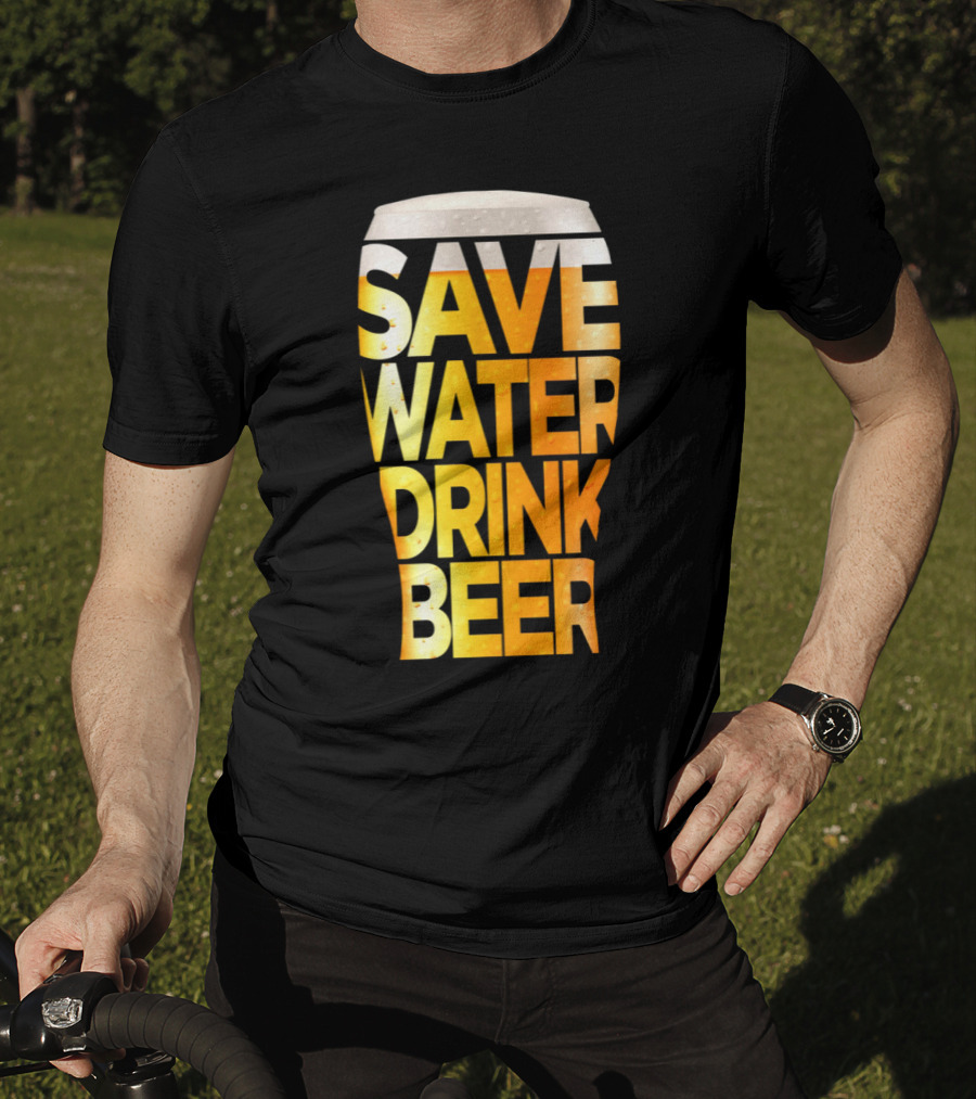 Save Water Drink Beer Retro Funny Beer Pint Glass T-Shirt