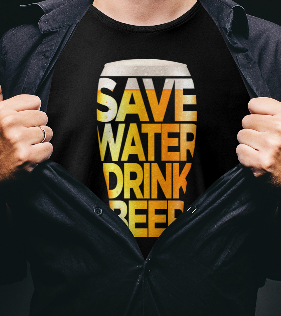 Save Water Drink Beer Retro Funny Beer Pint Glass T-Shirt