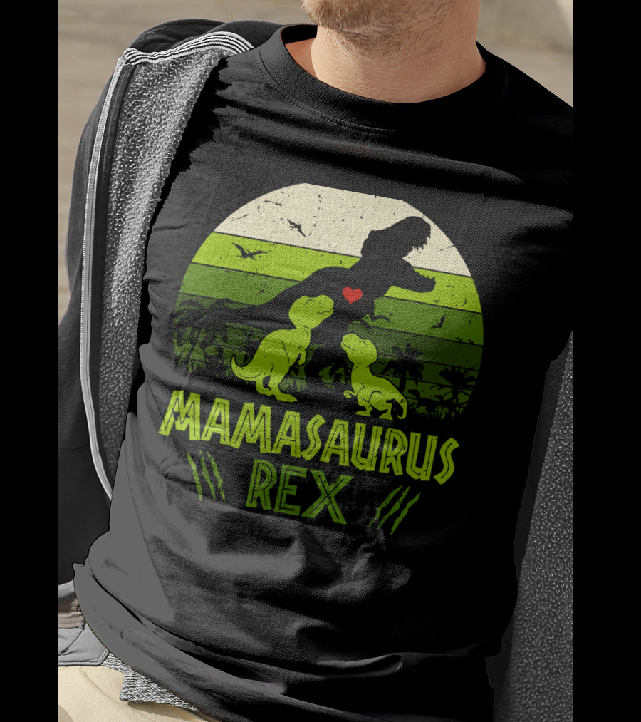 Vintage Retro Mamasaurus Rex Dinosaur Lover 2 Kids T-Shirt