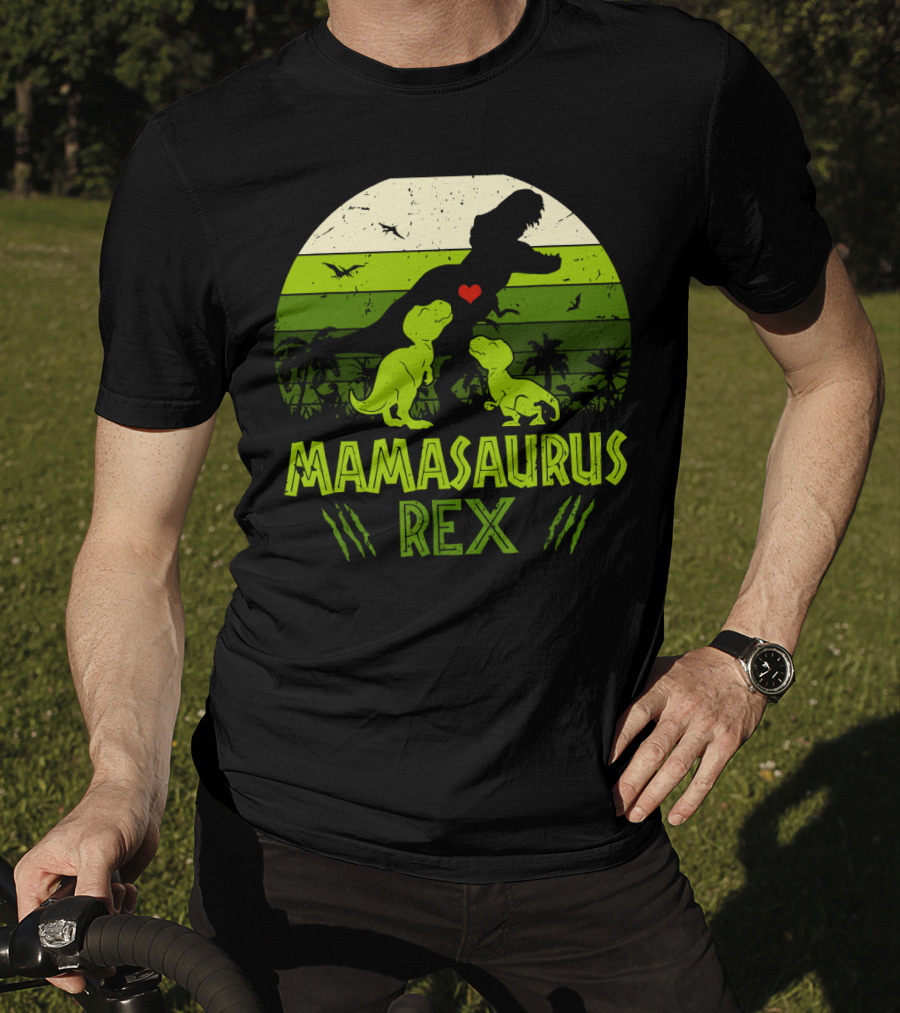 Vintage Retro Mamasaurus Rex Dinosaur Lover 2 Kids T-Shirt