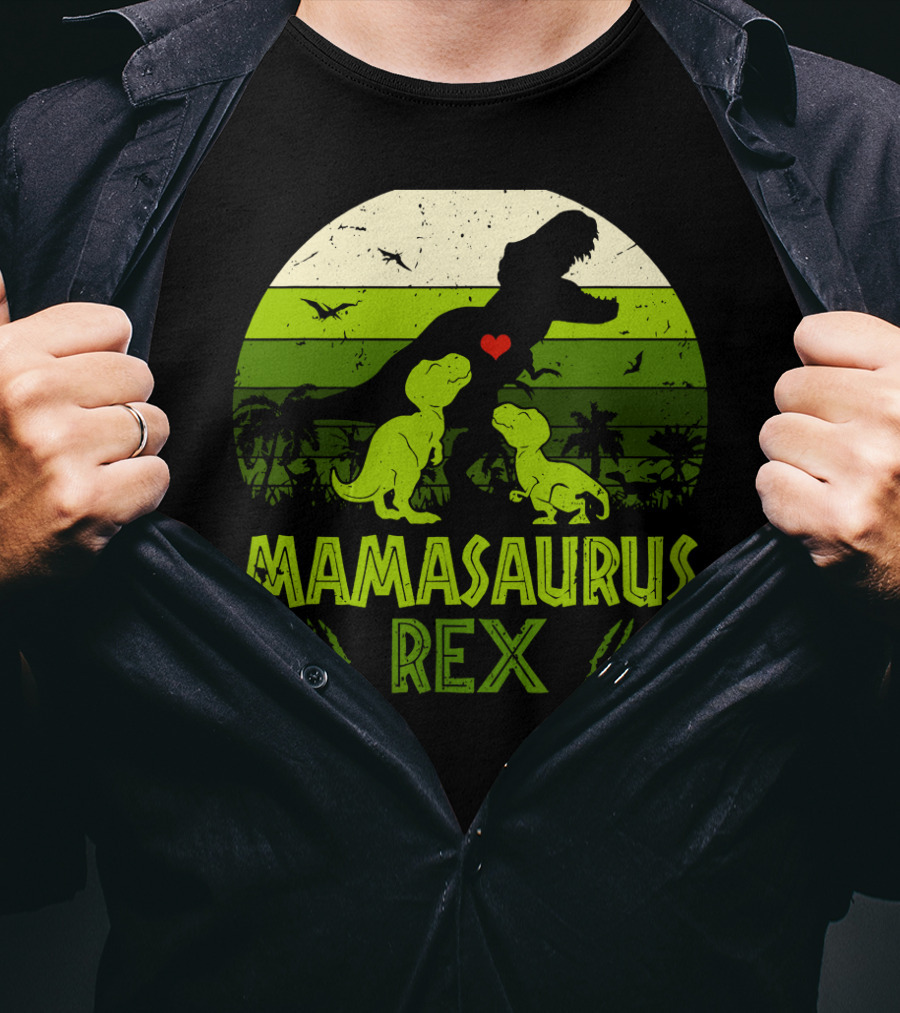 Vintage Retro Mamasaurus Rex Dinosaur Lover 2 Kids T-Shirt