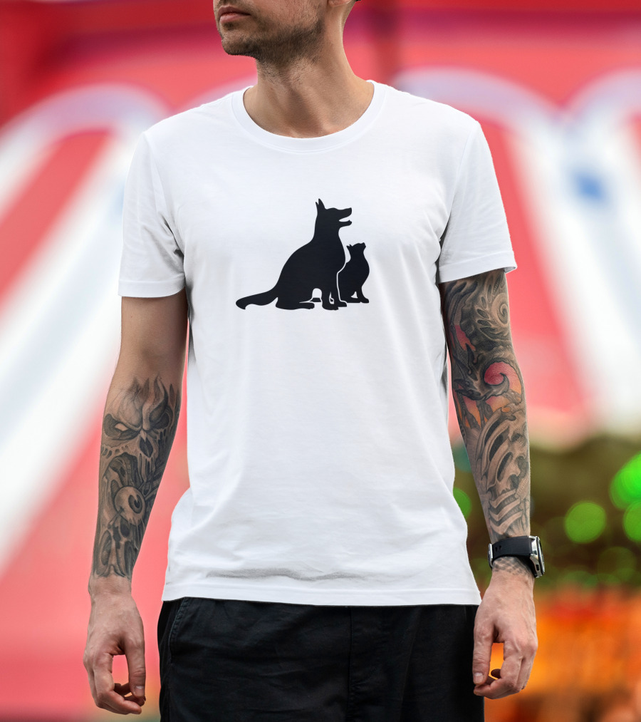 Dog and Cat Silhouette Companions Friendship T-Shirt