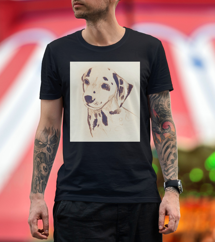 Dalmatian Dog Pencil Sketch T-Shirt
