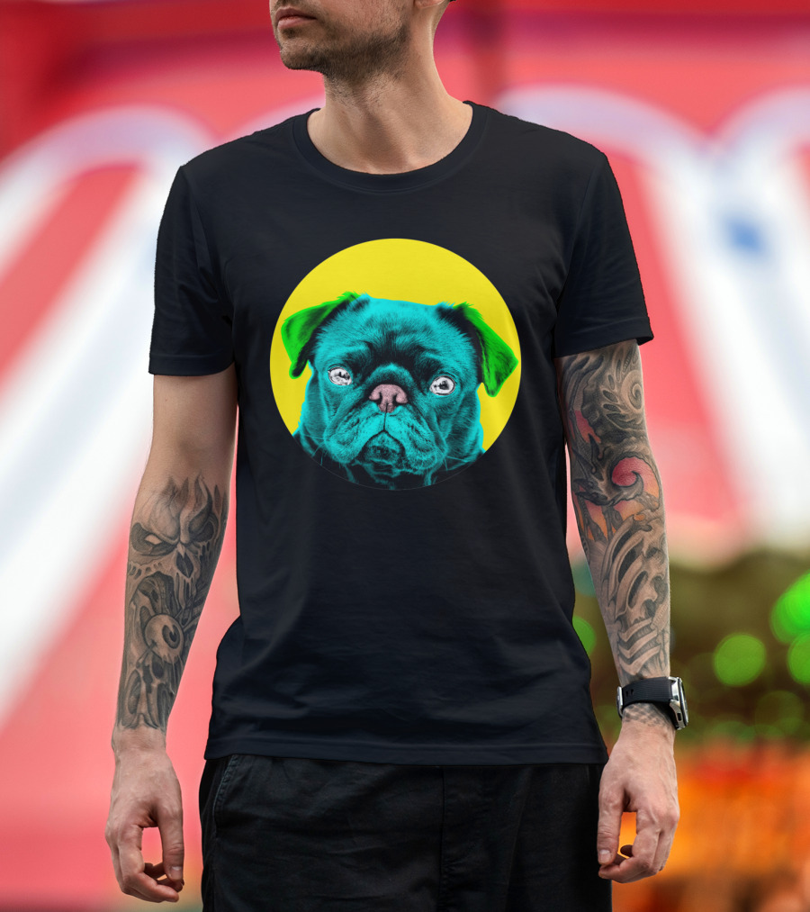 Yellow Bubble Pug Neon Pop T-Shirt