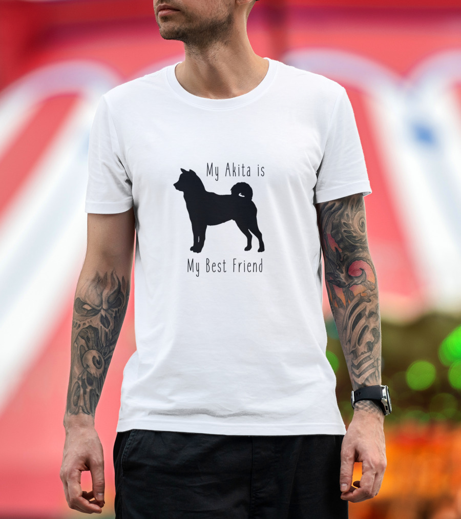 My Akita is My Best Friend Silhouette Design with Dog Lovers in Mind T-Shirt