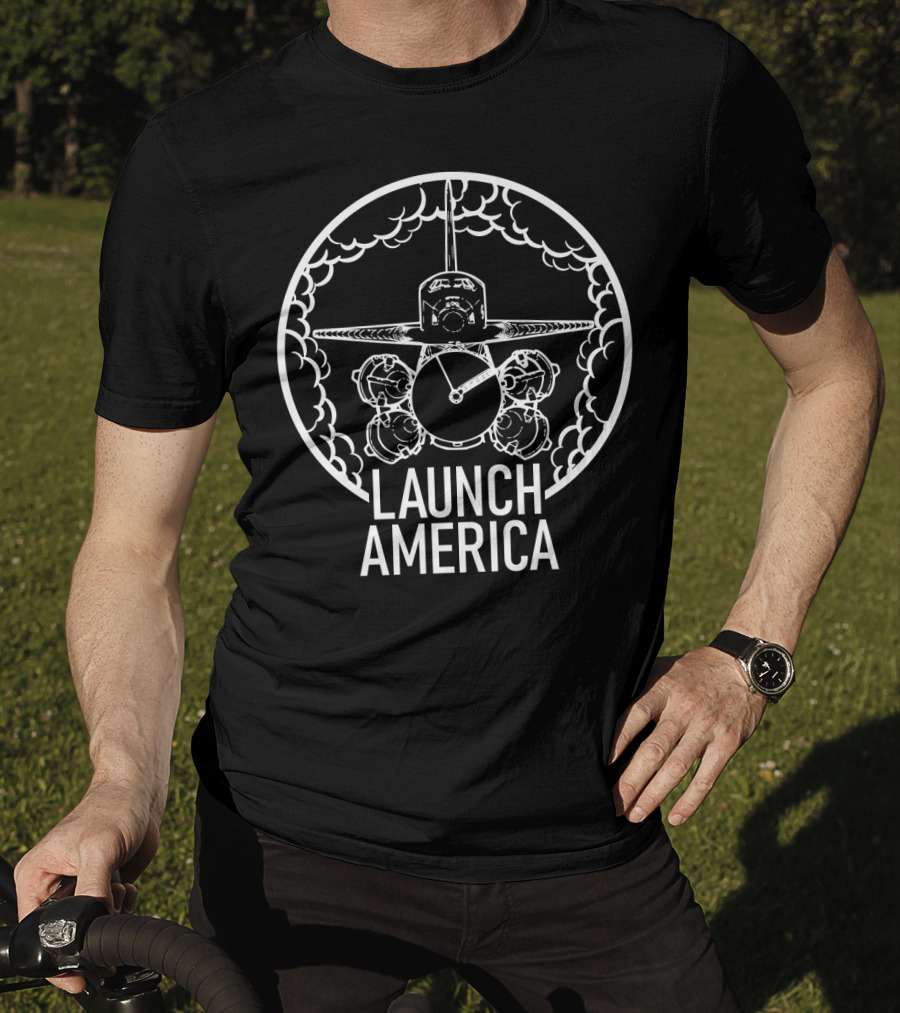 Launch America Space Shuttle Iconic Emblem T-Shirt