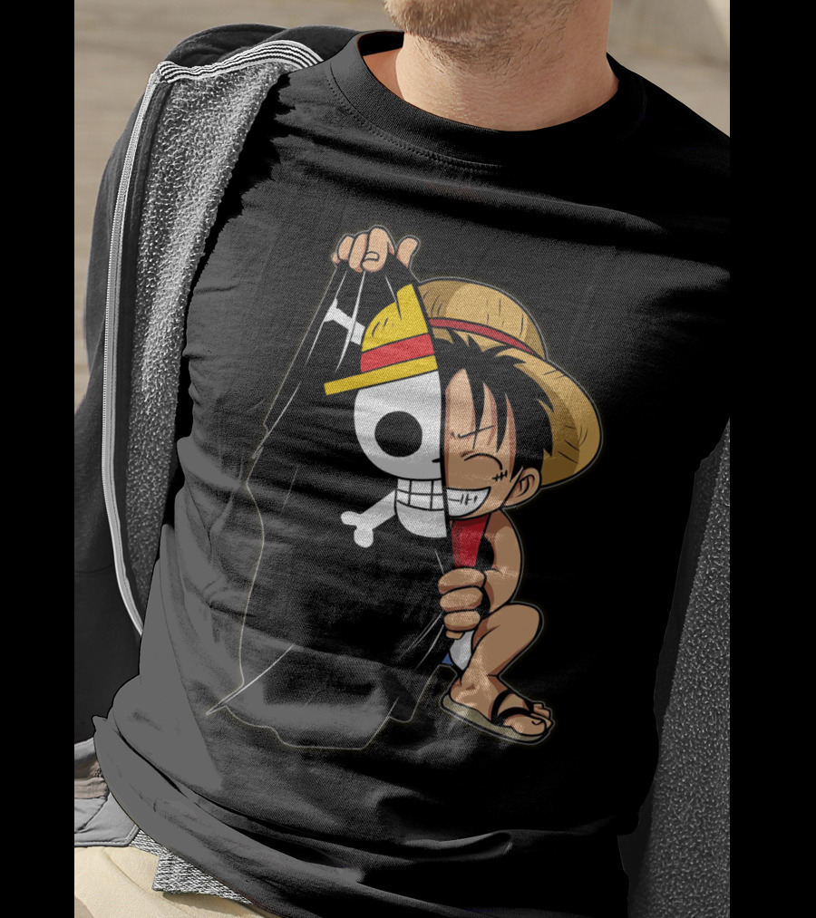 Luffy Pirate Hat Skull Flag Onepiece T-Shirt