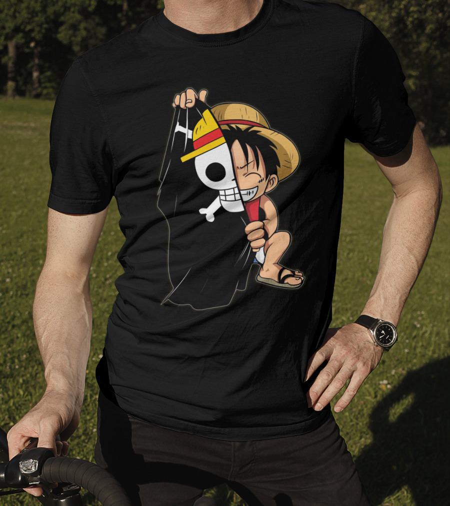 Luffy Pirate Hat Skull Flag Onepiece T-Shirt