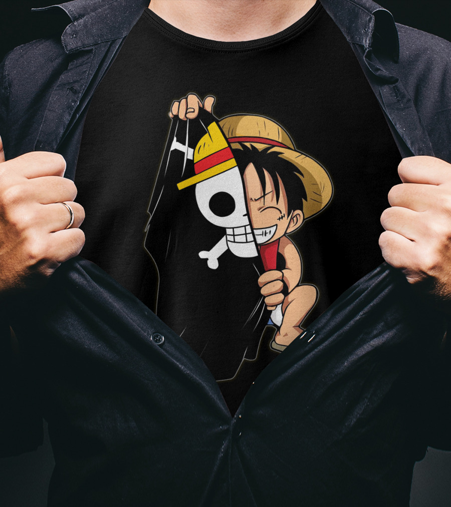 Luffy Pirate Hat Skull Flag Onepiece T-Shirt