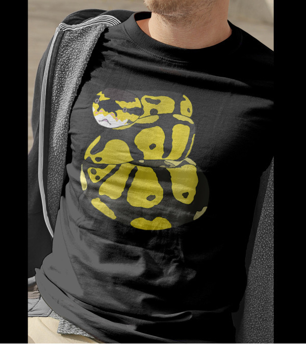 Baby Ball Python In A Coil For Repti Enthusiasts Yellow And Black T-Shirt