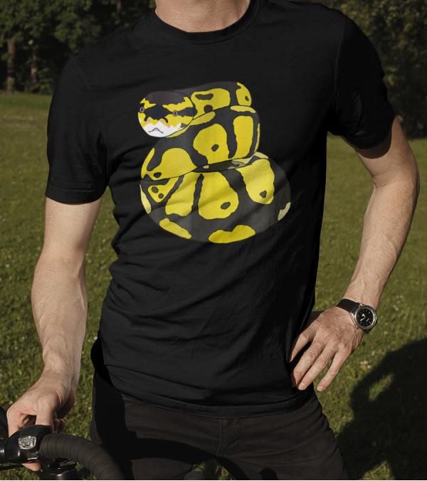 Baby Ball Python In A Coil For Repti Enthusiasts Yellow And Black T-Shirt