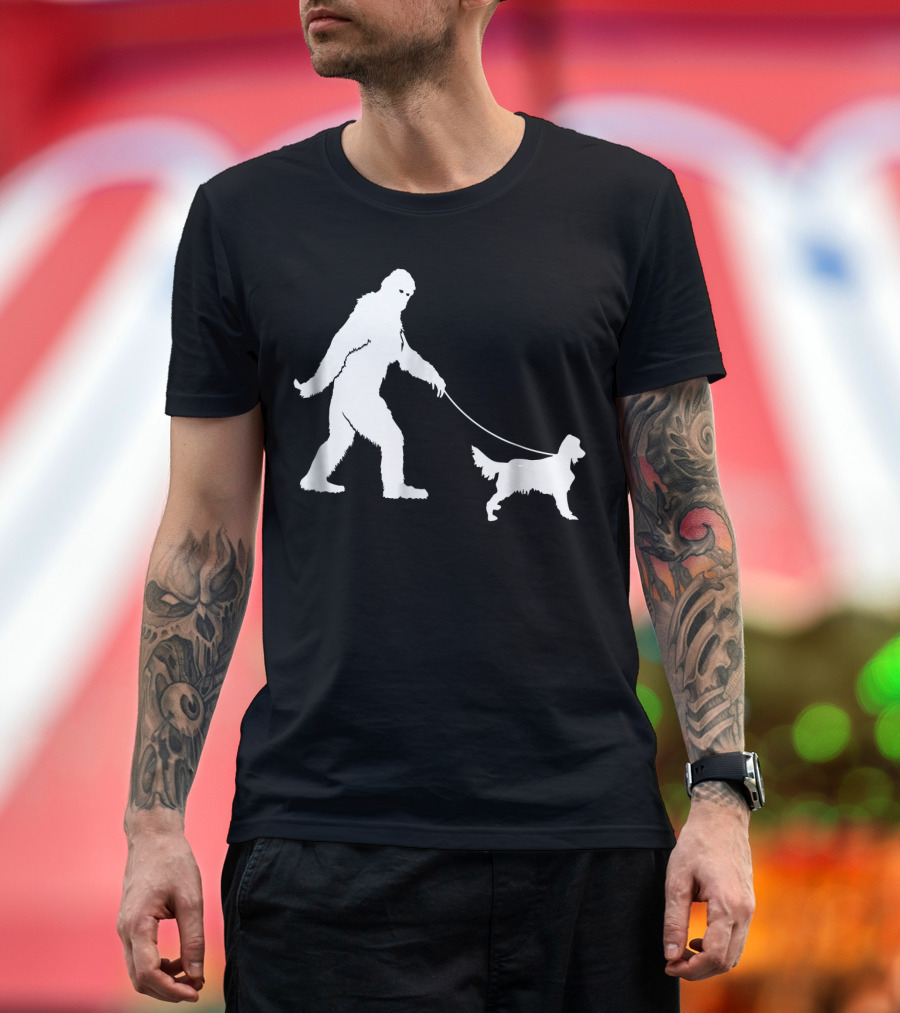 Bigfoot Walking Irish Setter Funny Sasquatch T-Shirt
