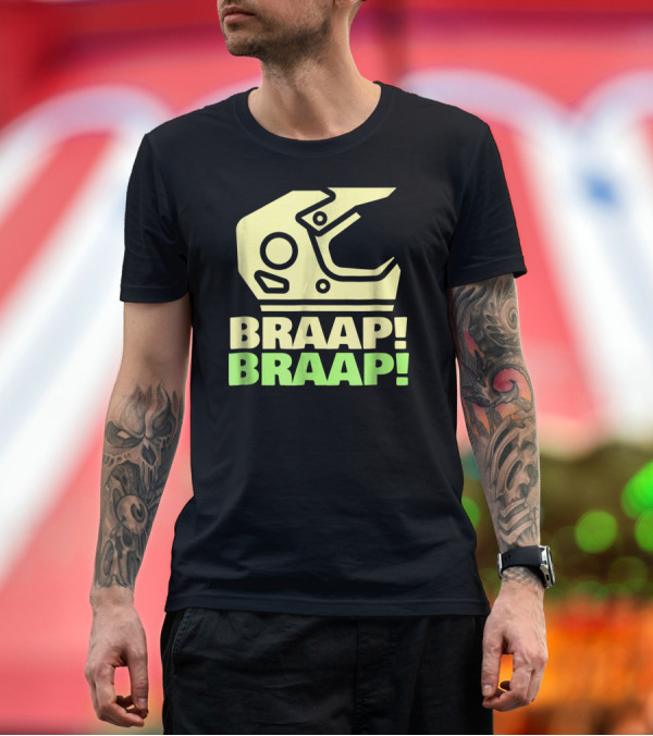 Premium T-Shirt: Braap Braap Dirt Bike Motocross Helmet Off Roading Mot T-Shirt Braap Braap Dirt Bike Motocross Helmet Off Roading Mot T-Shirt