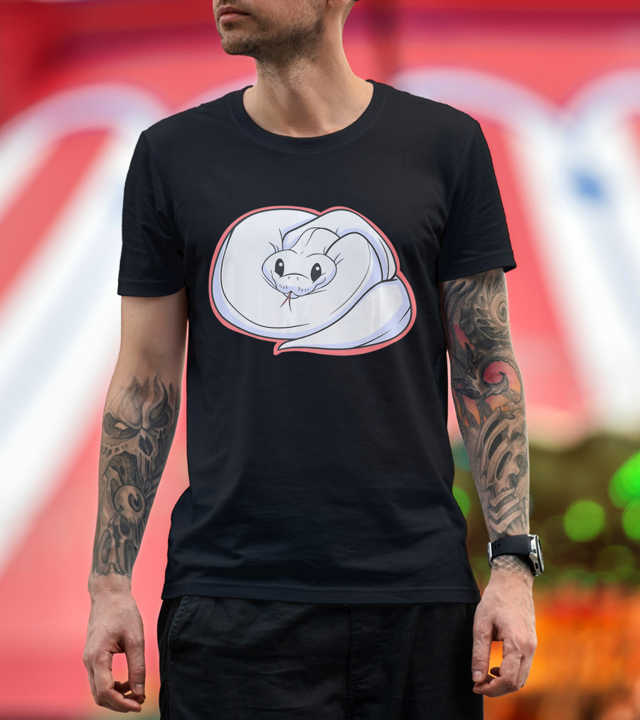 Cute White Ball Python Snake Cartoon T-Shirt