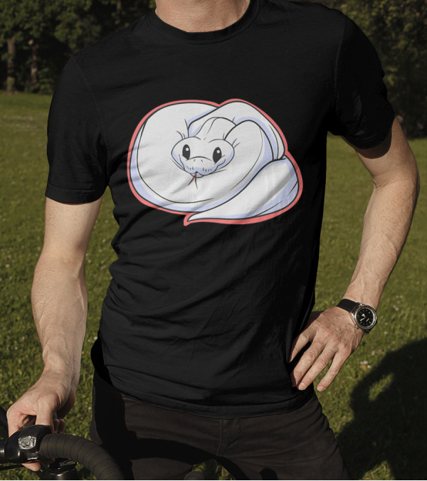 Cute White Ball Python Snake Cartoon T-Shirt