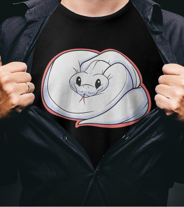 Cute White Ball Python Snake Cartoon T-Shirt