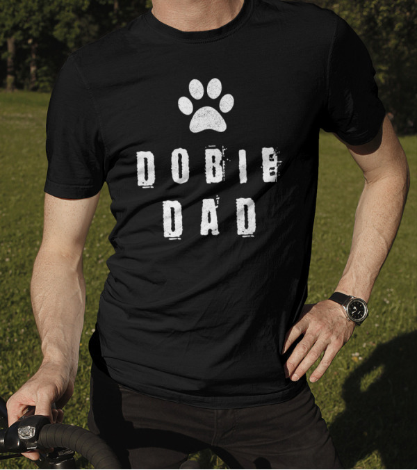 Dobie Dad Paw Print Doberman Pinscher T-Shirt