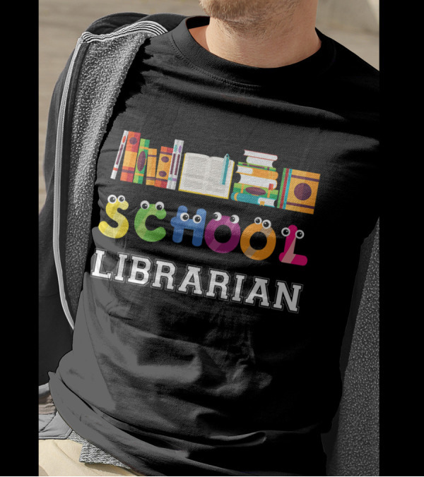 Books And School Librarian With Colorful Alphabet Characters T-Shirt