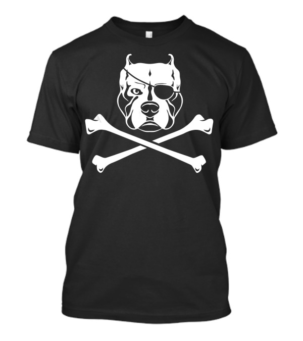 Funny Pitbull Pirate Skull And Crossbones T-Shirt