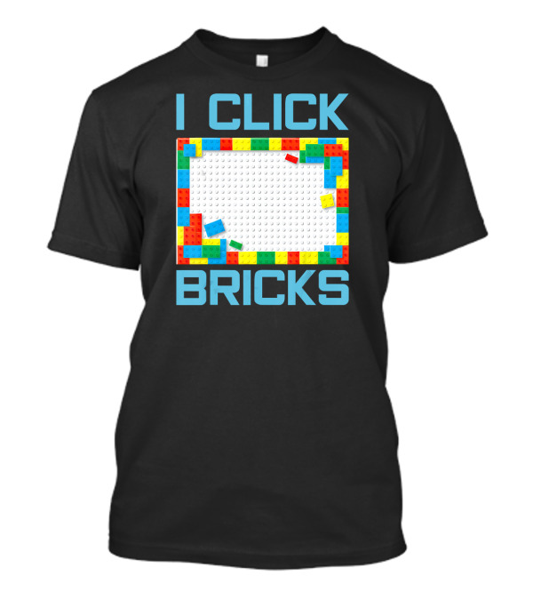 I Click Bricks Brick Builder Set Blue Multicolor Blocks T-Shirt